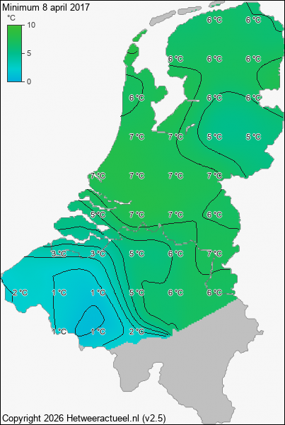 Minimum temperatuur 8 april 2017