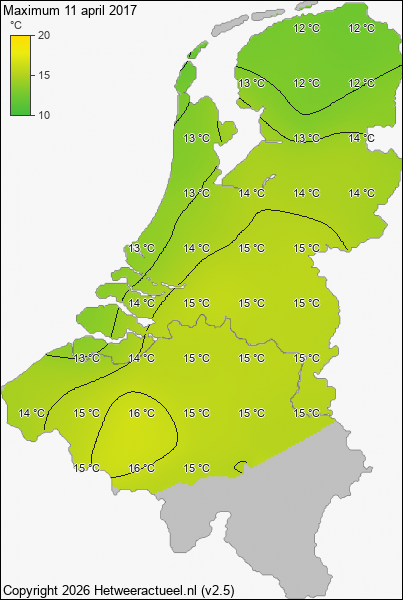 Maximum temperatuur 11 april 2017