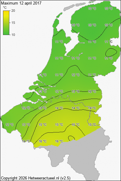 Maximum temperatuur 12 april 2017