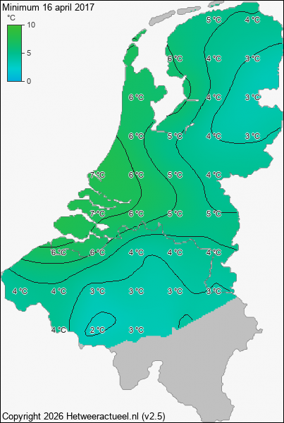 Minimum temperatuur 16 april 2017
