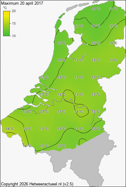 Maximum temperatuur 20 april 2017