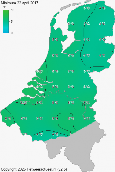 Minimum temperatuur 22 april 2017