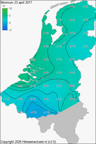 Minimum temperatuur 23 april 2017