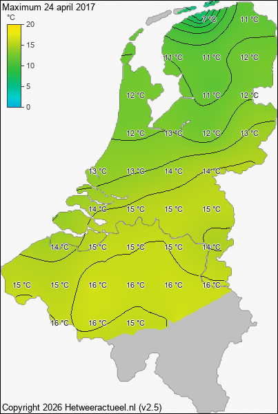 Maximum temperatuur 24 april 2017