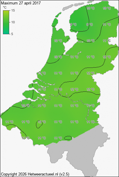 Maximum temperatuur 27 april 2017