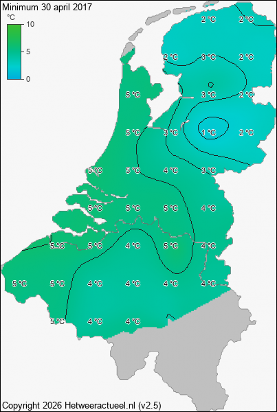 Minimum temperatuur 30 april 2017