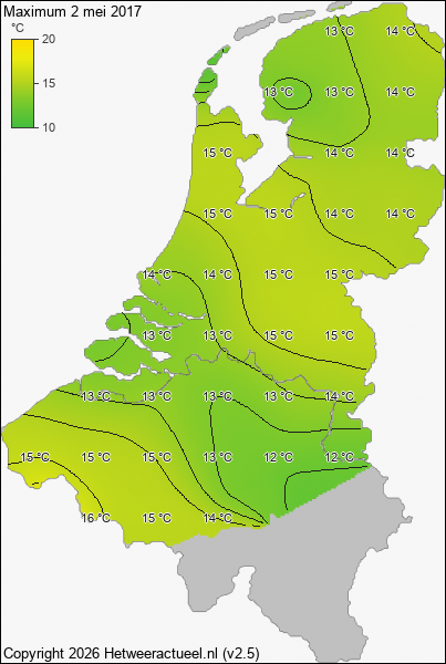 Maximum temperatuur 2 mei 2017