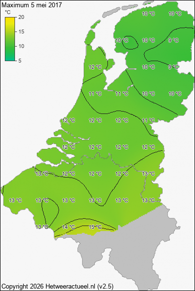 Maximum temperatuur 5 mei 2017