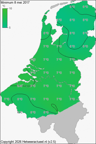 Minimum temperatuur 8 mei 2017