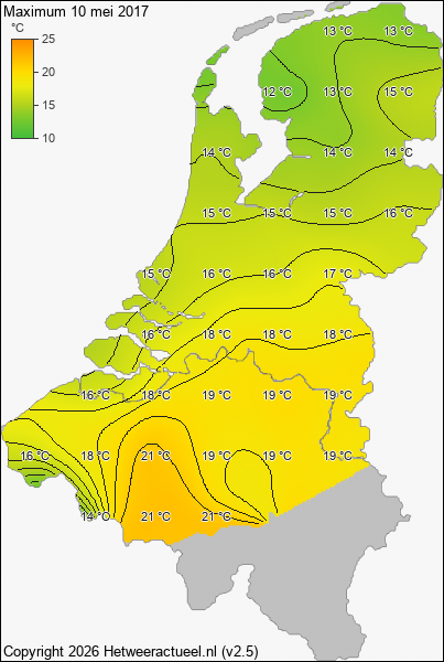 Maximum temperatuur 10 mei 2017