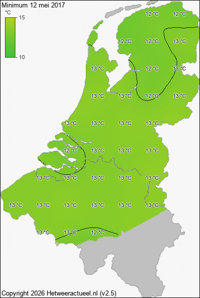 Minimum temperatuur 12 mei 2017