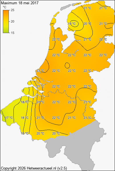 Maximum temperatuur 18 mei 2017