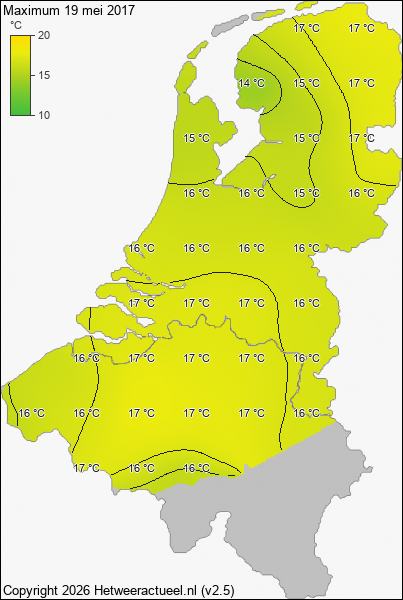 Maximum temperatuur 19 mei 2017