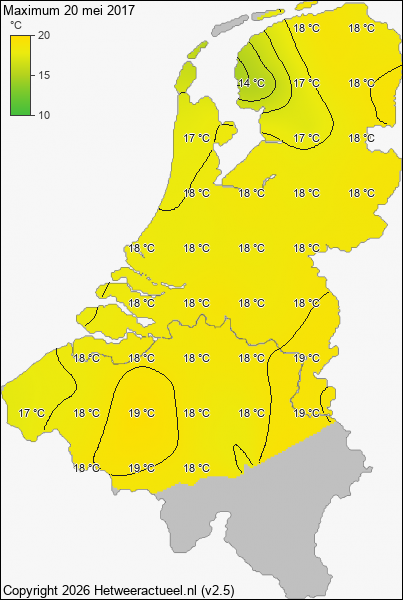 Maximum temperatuur 20 mei 2017