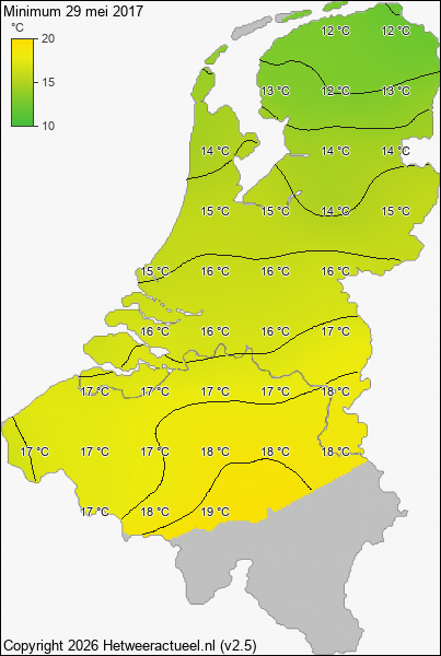 Minimum temperatuur 29 mei 2017