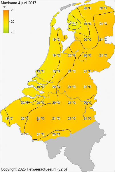 Maximum temperatuur 4 juni 2017