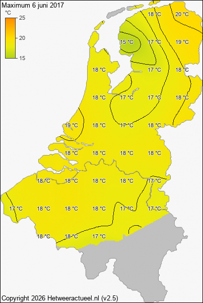 Maximum temperatuur 6 juni 2017