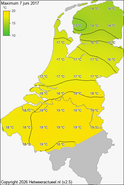 Maximum temperatuur 7 juni 2017