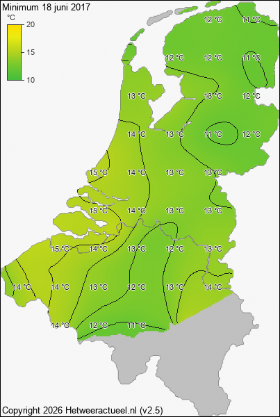 Minimum temperatuur 18 juni 2017