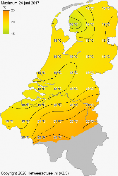 Maximum temperatuur 24 juni 2017