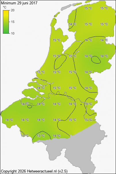 Minimum temperatuur 29 juni 2017