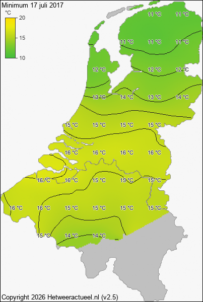 Minimum temperatuur 17 juli 2017