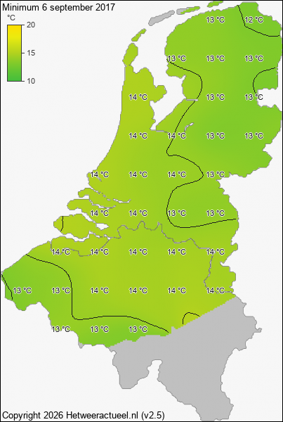 Minimum temperatuur 6 september 2017
