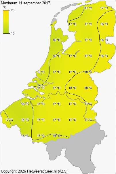 Maximum temperatuur 11 september 2017