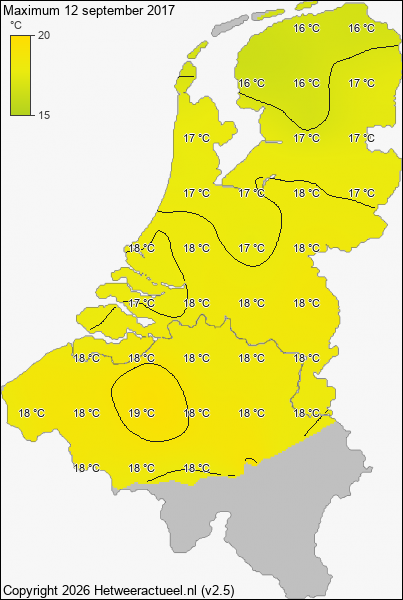 Maximum temperatuur 12 september 2017