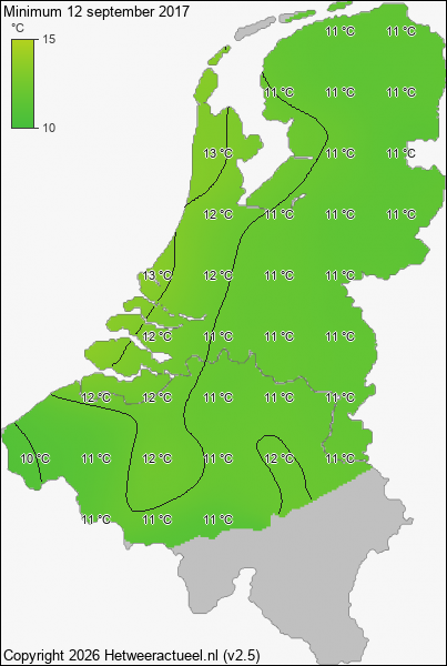 Minimum temperatuur 12 september 2017