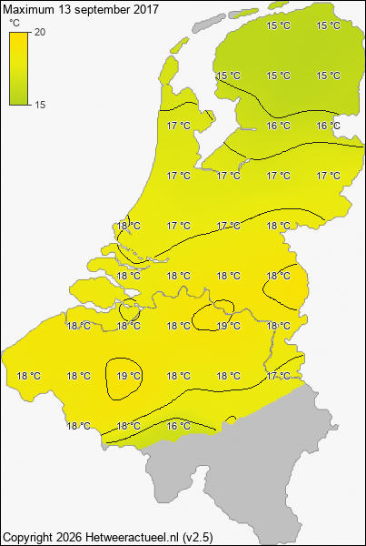 Maximum temperatuur 13 september 2017
