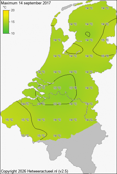 Maximum temperatuur 14 september 2017