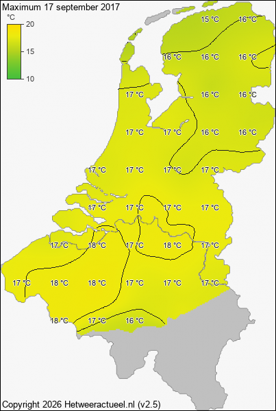 Maximum temperatuur 17 september 2017