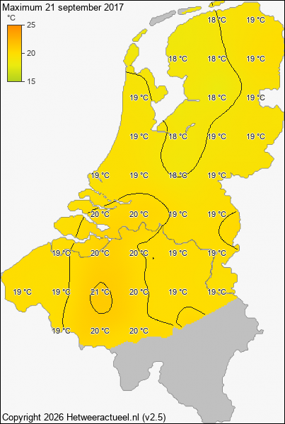 Maximum temperatuur 21 september 2017