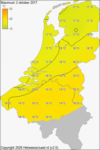 Maximum temperatuur 2 oktober 2017