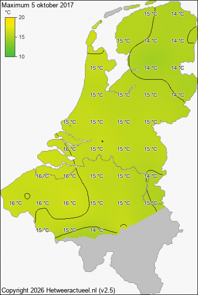 Maximum temperatuur 5 oktober 2017