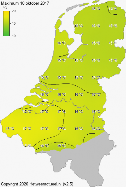 Maximum temperatuur 10 oktober 2017