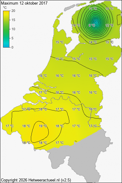 Maximum temperatuur 12 oktober 2017