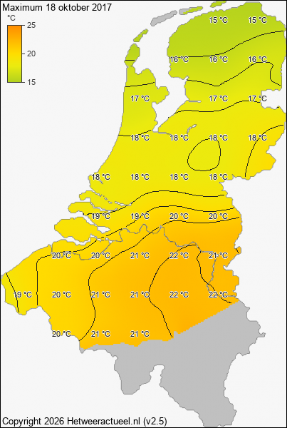 Maximum temperatuur 18 oktober 2017