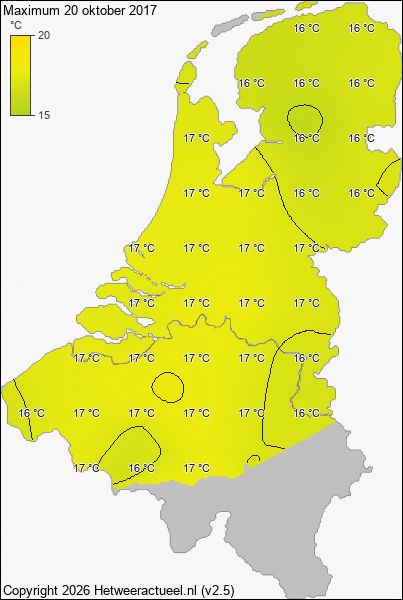 Maximum temperatuur 20 oktober 2017