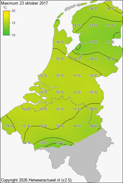 Maximum temperatuur 23 oktober 2017