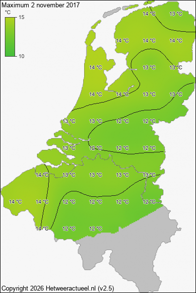 Maximum temperatuur 2 november 2017