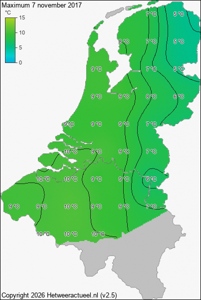 Maximum temperatuur 7 november 2017