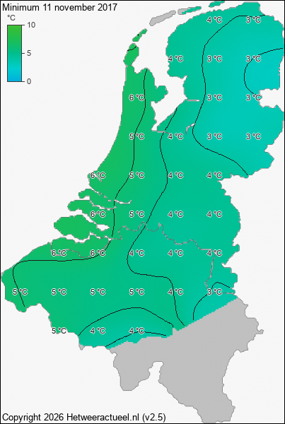 Minimum temperatuur 11 november 2017