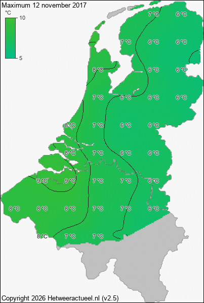 Maximum temperatuur 12 november 2017