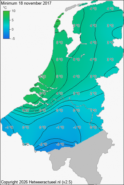 Minimum temperatuur 18 november 2017