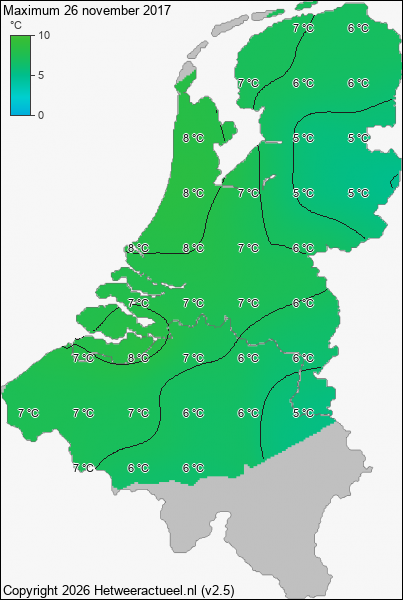 Maximum temperatuur 26 november 2017