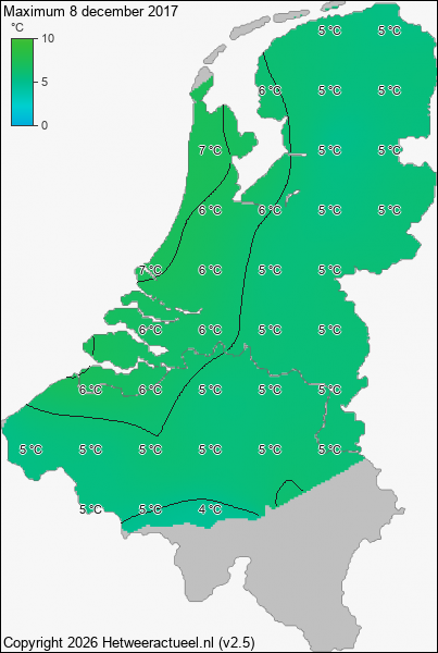 Maximum temperatuur 8 december 2017
