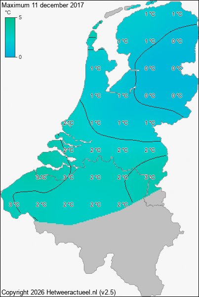 Maximum temperatuur 11 december 2017