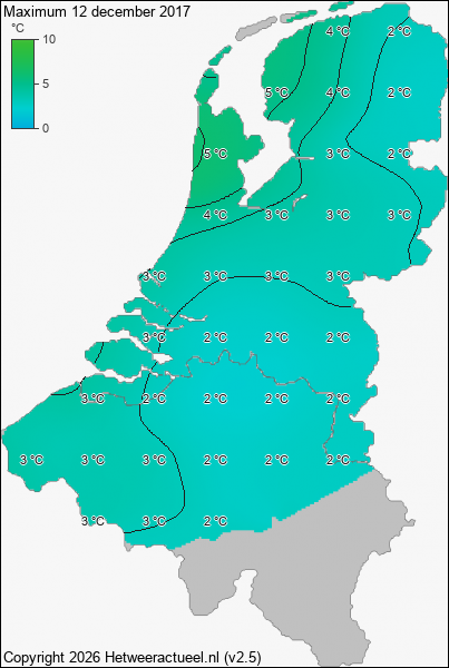Maximum temperatuur 12 december 2017